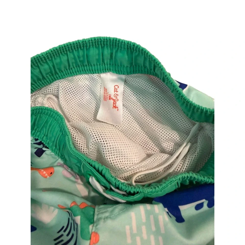 Cat & Jack Yellow Mint & Dinosaur Kids Swim Trunks-Bundled 18M